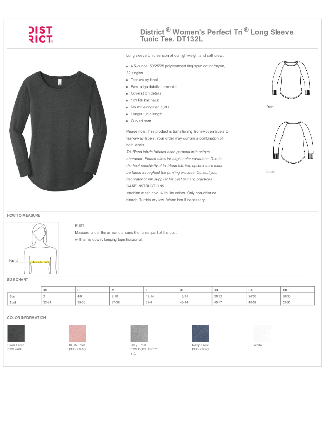 DT132L District ® Women's Perfect Tri ® Long Sleeve Tunic